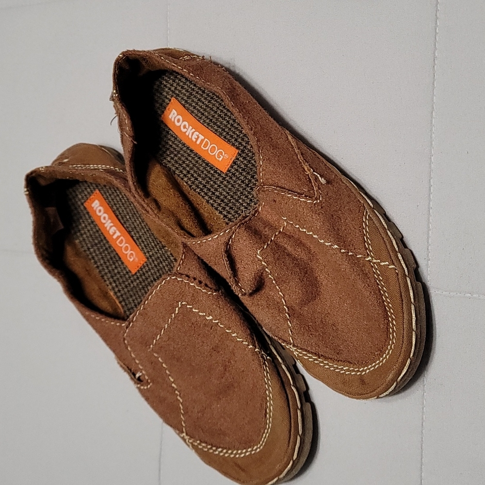 Women's brown Rocket Dog slip-ons. Size:8.5/M